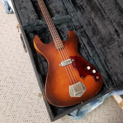 Video Demo 1964 Kay Model K5930 Bass Guitar Fretless Pancake Case Pickup Pro SEtup Hard Case image 16