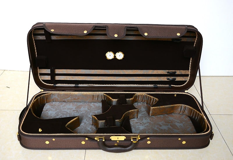 Strong&Sturdy 4/4 Full Size Wooden Double Violin Case for 2 violins Coffee  Color