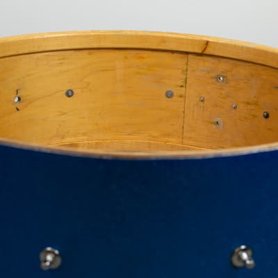 1970s Slingerland 10x26 Sparkling Blue Pearl Scotch Bass Drum image 14