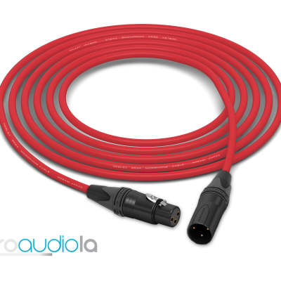 Mogami 2534 Quad Cable | Neutrik Gold XLR-F to XLR-M | Red 6 Feet | 6 Ft. | 6'