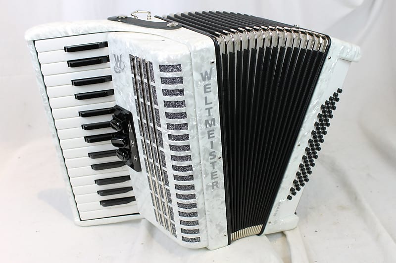 NEW White Weltmeister Rubin Piano Accordion MM 30 60 | Reverb