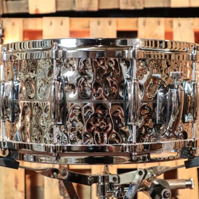 Gretsch 6.5x14 USA Custom Hammered Chrome Over Brass Snare Drum image 3