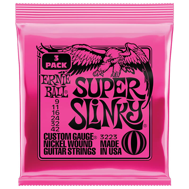Ernie Ball Super Slinky 9-42 Electric Guitar Strings 3 Pack image 1