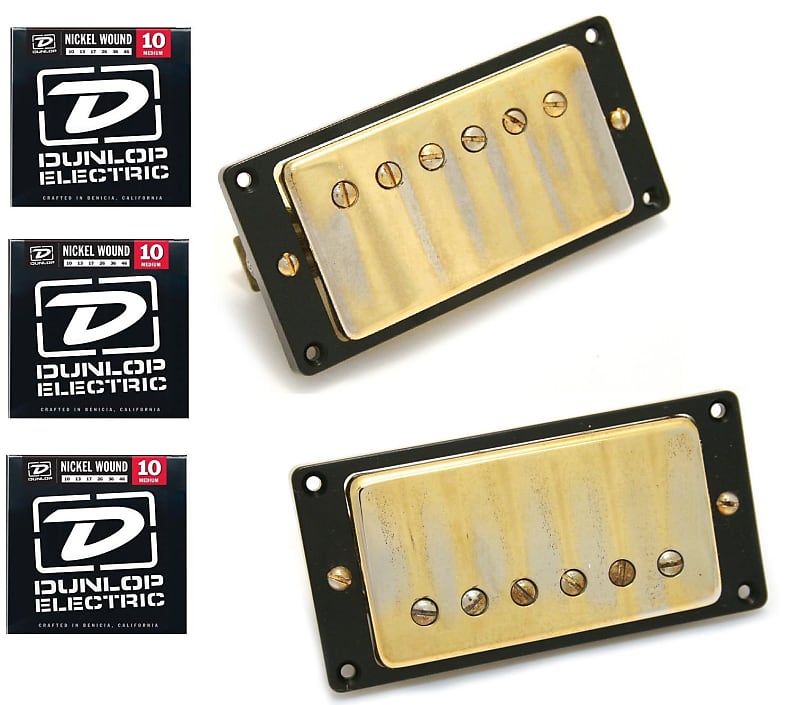 Seymour Duncan Antiquity Humbucker Pickup Set Aged Gold Covers ( 3 FREE  STRING SETS )