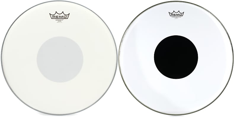 Remo Emperor X Coated Drumhead - 14 inch - with Black Dot  Bundle with Remo Controlled Sound Clear Drumhead - 18 inch - with Black Dot image 1