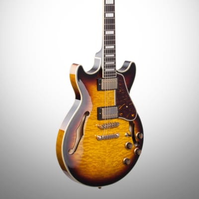 Ibanez Artcore Expressionist AM93QM Semi-Hollowbody Electric Guitar, Antique Yellow Sunburst image 5