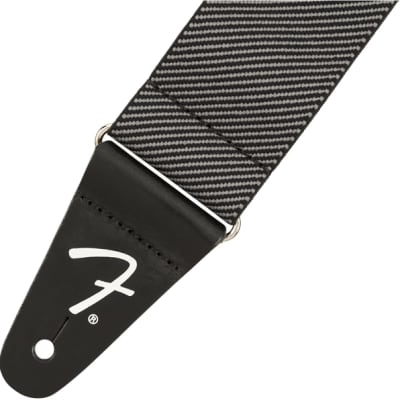 Genuine Fender WeighLess Stretch/Elastic Tweed Guitar Strap, Grey Tweed image 2
