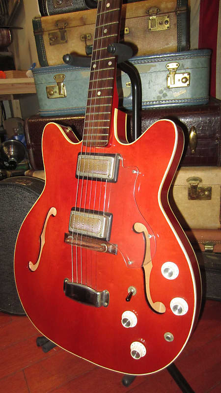 ~1965 Supro Clermont Hollowbody Electric Red w/ Original Case image 1