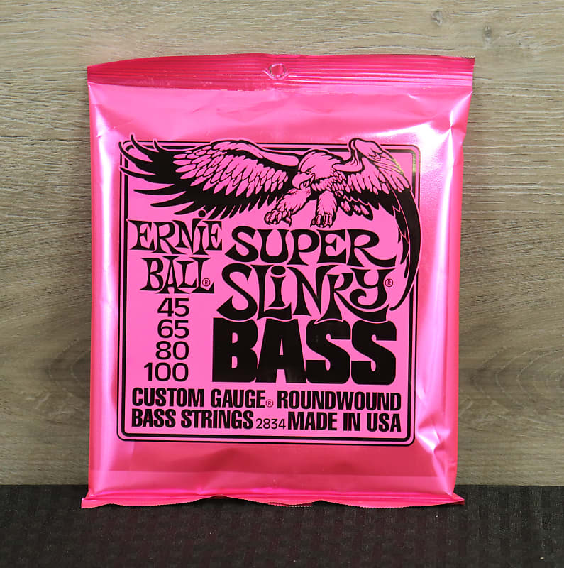 Ernie Ball 2834 Super Slinky Round Wound Electric Bass Strings (45-100) Silver image 1