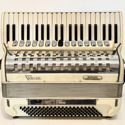 Pearl White Borsini ‘De Luxe’ Full-size Piano Accordion LMMH (41 Key/120 Bass) image 2