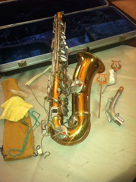 1920s Alto Saxophone, Vintage Conn/Pan American Pertin Paris, Gold/Silver Over Brass image 1