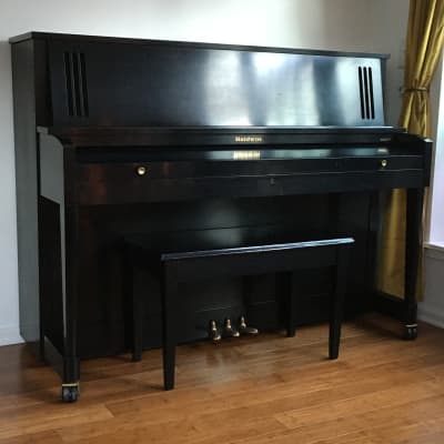 Vintage Made in USA Baldwin 243HP Ebony Black Lacquer Acoustic Upright Studio Piano + Original Bench Key image 2