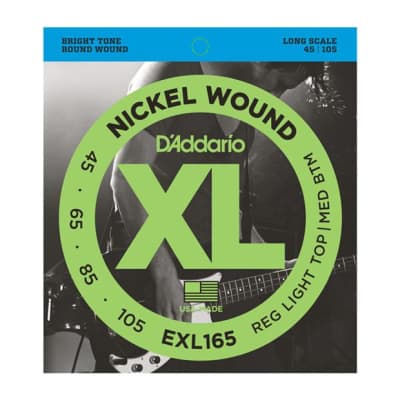 D'Addario EXL165 45-105 Custom Light/Long Scale Set Nickel Wound Electric Bass Strings image 1