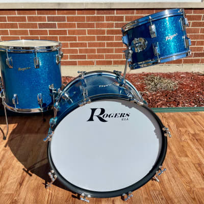 1960s Rogers Holiday Drum Set Blue Sparkle 20/12/14 image 12