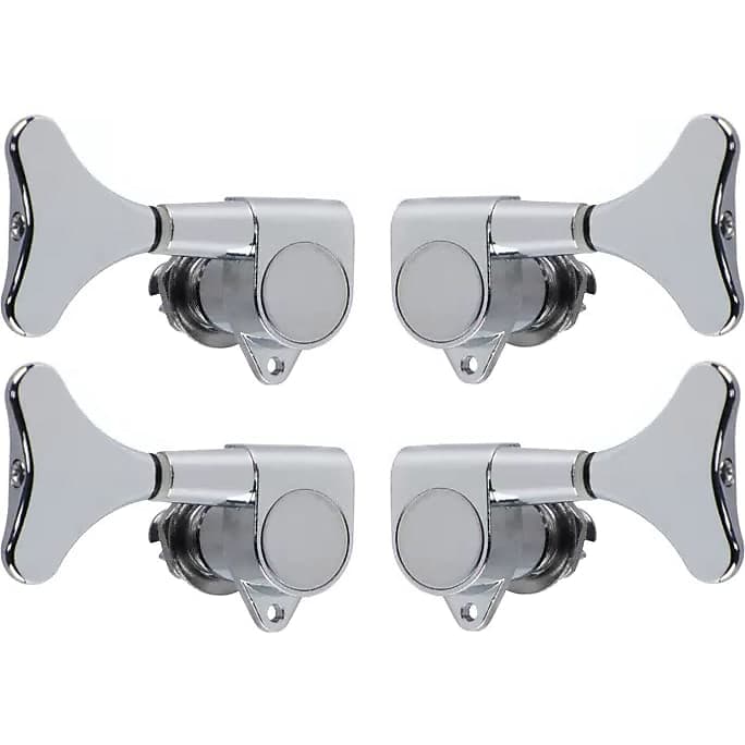 4R Open Gear Bass Guitar Tuners - Black Machine Heads For Jazz/Precision Bass Replacement