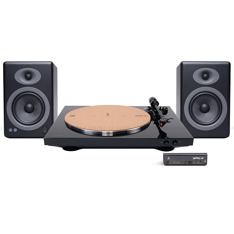 Denon: DP-300F Turntable Package +UPGRADE Turntable / Audioengine A5+ Black  			