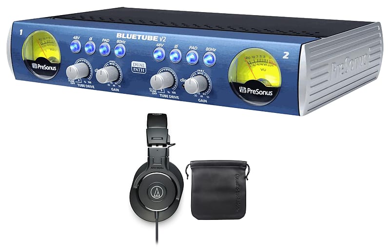 New Presonus Bluetube DP V2 2 Channel Tube Mic Pre-Amp DP2+Headphones  			