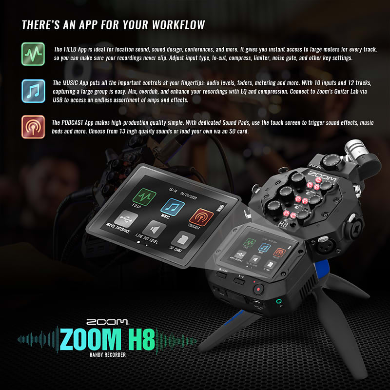 Zoom H8 8-Input / 12-Track Portable Handy Recorder with 64GB