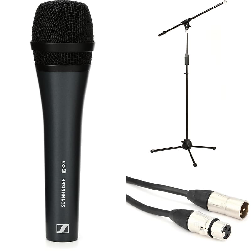 Sennheiser e 835 Cardioid Dynamic Microphone Bundle with Stand and Cable image 1