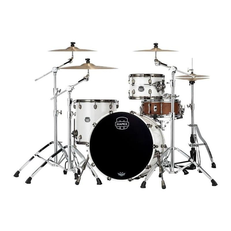Mapex Saturn Evolution Hybrid Organic Rock 3 Pc Drum Set w/o Snare 22/12/16 Polar White image 1