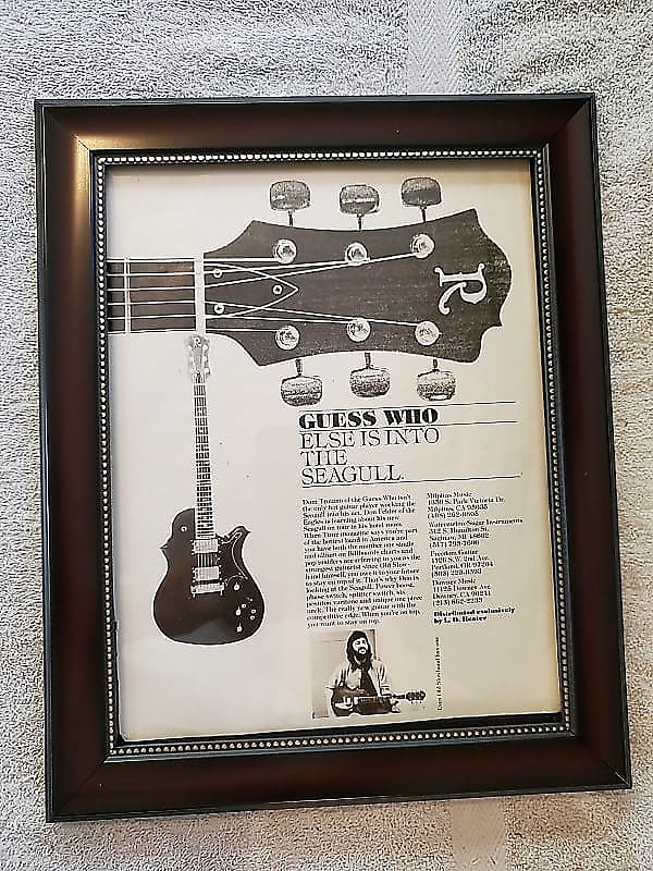 1975 Seagull Guitars Promotional Ad Framed Eric Clapton Original image 1