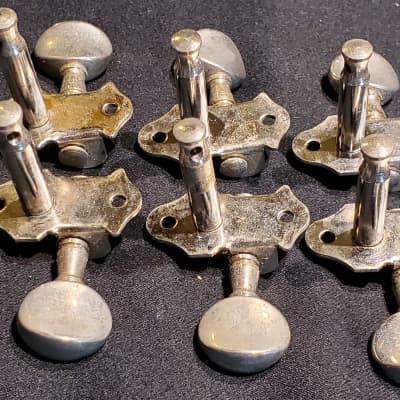 (#T19) Grover Open Back Tuners With Metal Buttons 1950's NOS