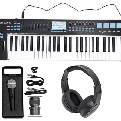 Samson Graphite 49 Key USB MIDI DJ Keyboard Controller+Headphones+Mic+Cable+Case image 12