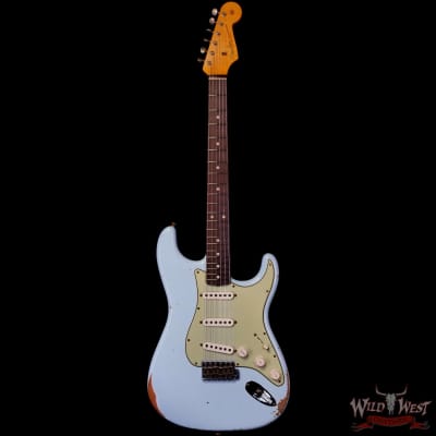 Fender Custom Shop 1962 Stratocaster Hand-Wound Pickups AAA Dark Rosewood Slab Board Relic Sonic Blue 7.65 LBS image 3