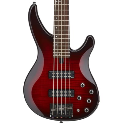 Yamaha TRBX605FM 5-String Electric Bass | Dark Red Cherry Burst image 2