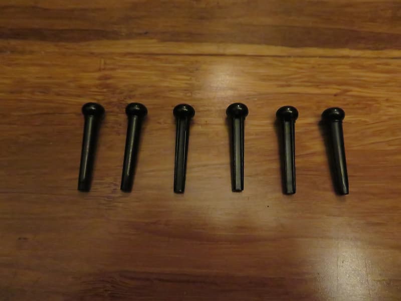 Acoustic Guitar Pins, Black w/White Dots - Set of 6 - Great Condition!!!!!! image 1