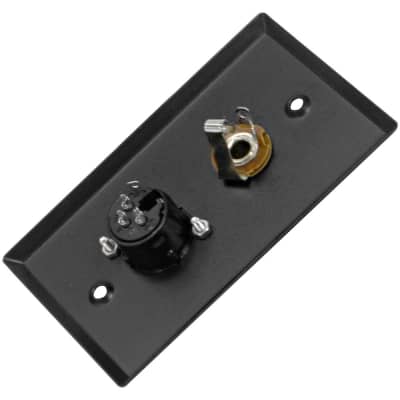 Black Stainless Steel Wall Plate - One 1/4" TS Mono Jack and One XLR Female image 2