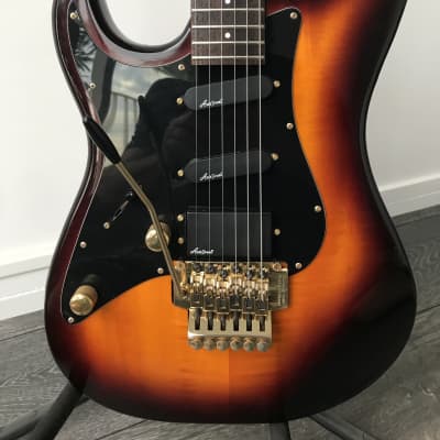 1993 Aria Pro II Strat Sunburst Maple top left handed image 4