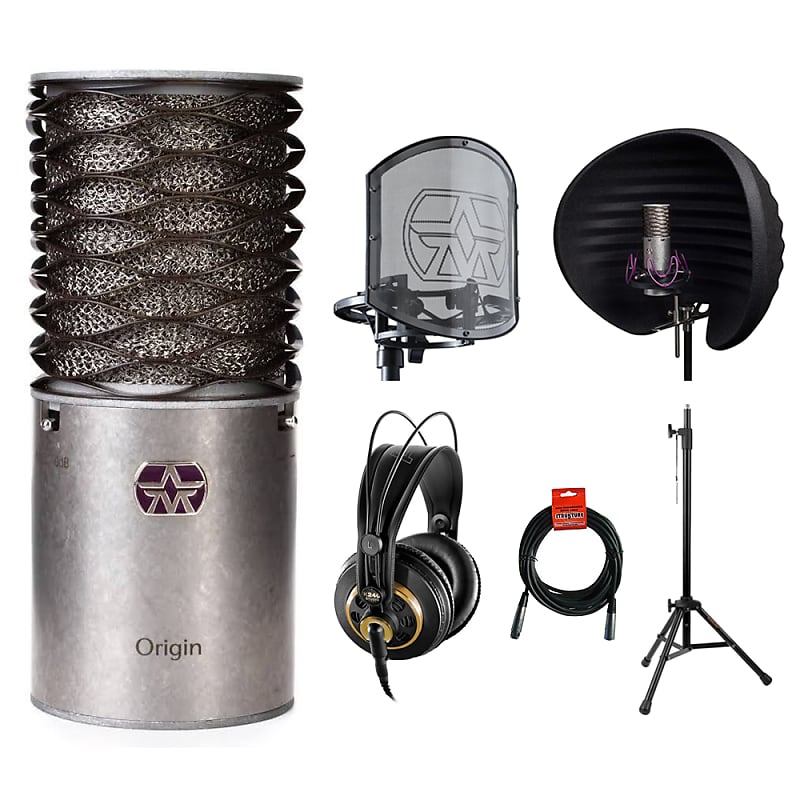 Aston Microphones Origin Cardioid Microphone with Aston Halo Reflection  Filter, SwiftShield Mic Shockmount, AKG K240 Pro Headphones, Mic Stand &  XLR