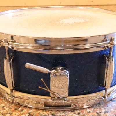 Stewart 5.5x14" Snare Drum Blue Sparkle Vintage 1970's MIJ image 3