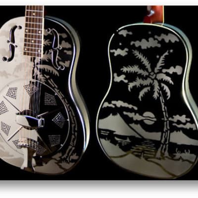 National Reso-Phonic Style O Brass Bodied 12 Fret 2023 Mirror Nickel with Deco Palm Tree Design - IN STOCK NOW! image 3
