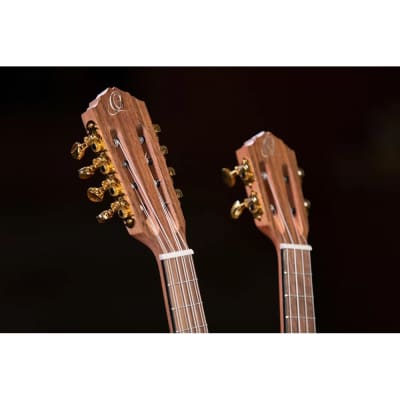 Ortega Custom Built Series Double Neck 4 & 8 String Tenor Acoustic-Electric Ukulele w/ Bag image 4