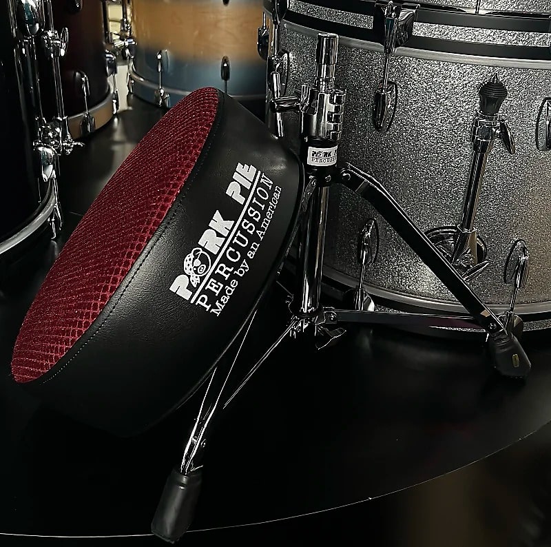 Pork Pie Round Drum Throne in Red Top & Black Side Reverb