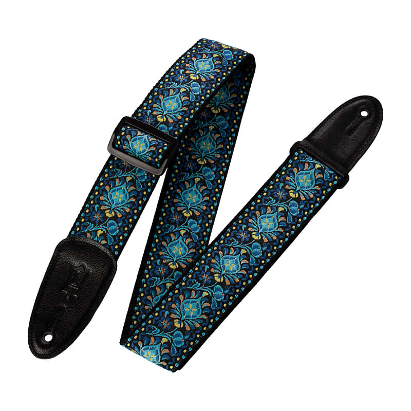 Levy's 2" Wide Jacquard Guitar Strap - Blue/Yellow Floral image 1