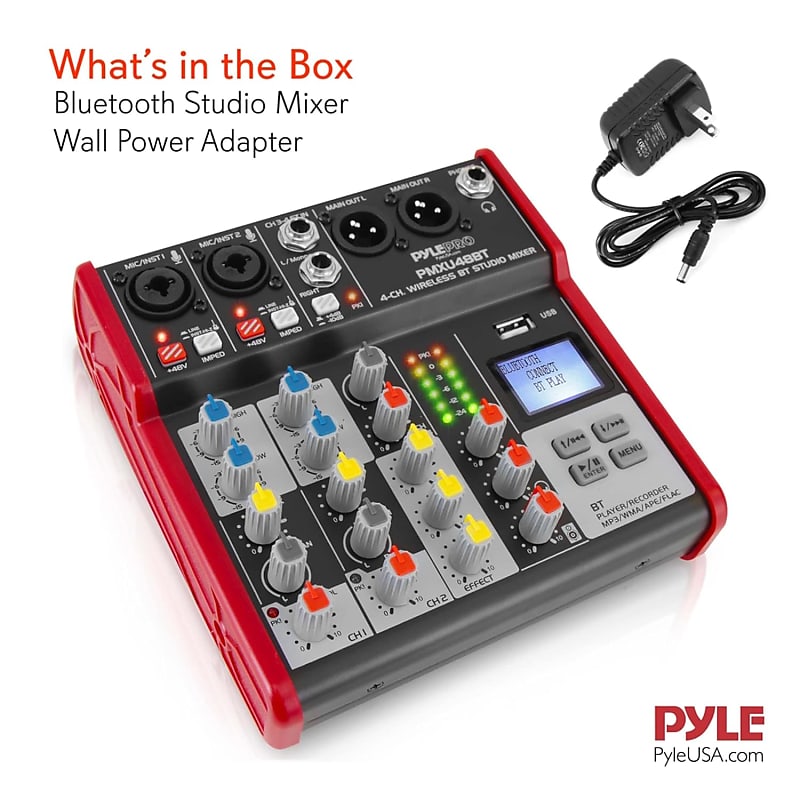  Pyle Professional Wireless DJ Audio Mixer - 6-Channel Bluetooth  Compatible DJ Controller Sound Mixer w/ DSP Effects, USB Audio Interface,  Dual RCA In, XLR/1/4 Microphone In, Headphone Jack- PMX44T.5 : Everything