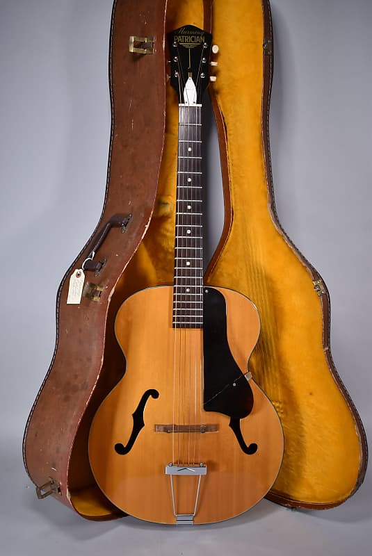 1960s Harmony Patrician Natural Finish Archtop Guitar w OSSC