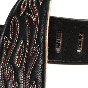 Levy's DM1 2.5" Flame Stitch Garment Leather Guitar Strap - Black image 4