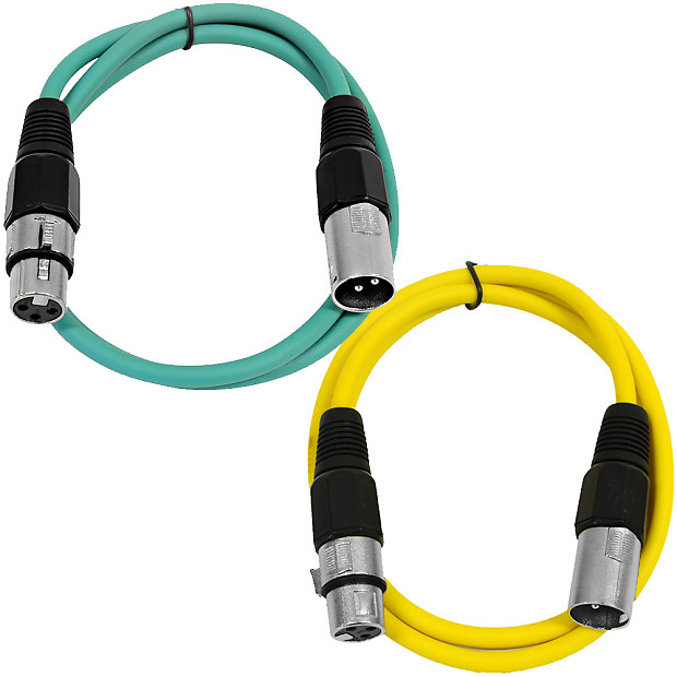 Seismic Audio SAXLX-3-GREENYELLOW XLR Male to XLR Female Patch Cable - 3' (2-Pack) image 1