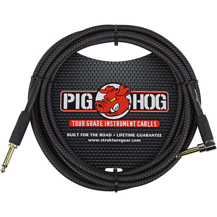 Pig Hog - PCH10BKR - Vintage-Series Instrument Cable10' Right Angle - Black image 1