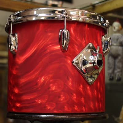 1966 Slingerland 'Modern Combo' in Red Satin Flame 14x18 14x16 9x13 9x10 image 5