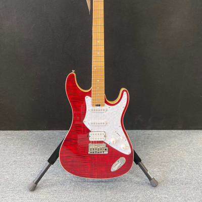 Aria Pro II  714 Mk2 Fullerton  Ruby Red Flame Top Electric Guitar   New! image 2