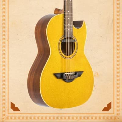 H Jimenez Bajo Quinto LBQ1EGT Gold Sparkle Acoustic Electric Guitar with Gig Bag image 2