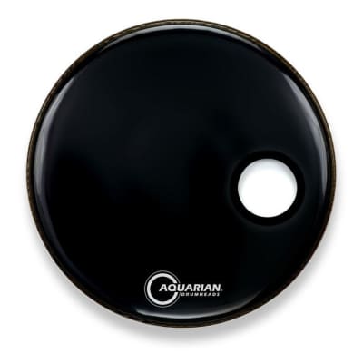 Aquarian Black Video Gloss Bass Drum w/ 4.75" Offset Port 22" image 1