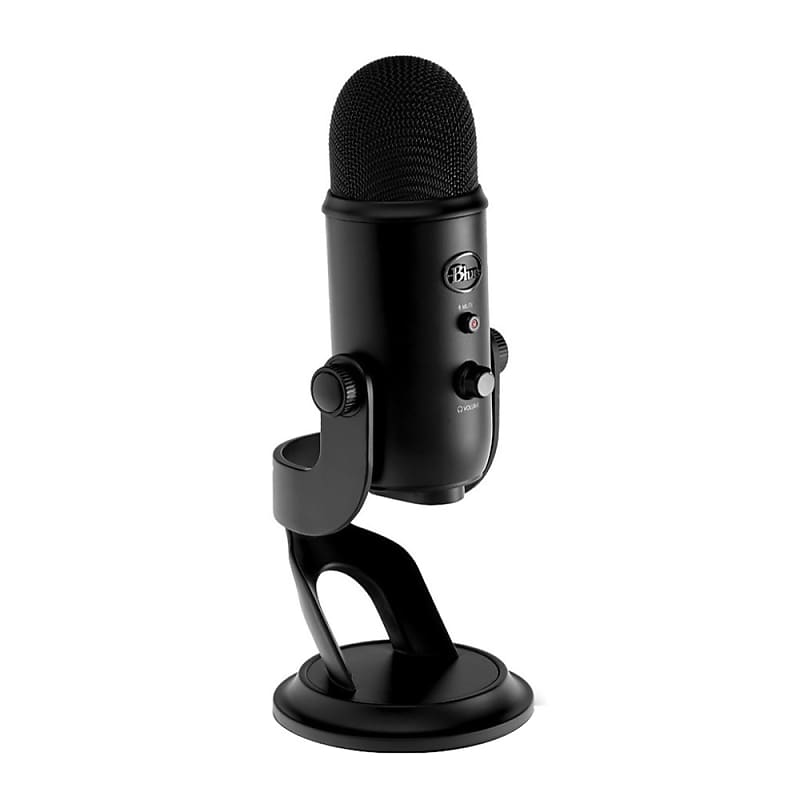 Blue Yeti Microphone (Blackout) with Knox Boom Arm Stand, Pop Filter and  Shock Mount Bundle, USB