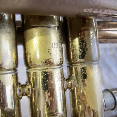 Olds Trumpet Unbranded Gold & Silver with Newer Conn Case Circa-1958-Gold & Silver image 16