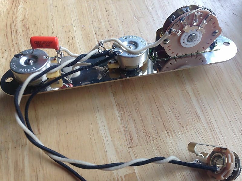 Fender Telecaster Wiring Harness Upgrade 250k CTS Pots .022 Orange Drop Cap, Oak Grigsby 3 Way Switch, Control Plate image 1